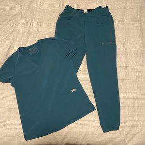 Figs Caribbean blue lima jogger set
